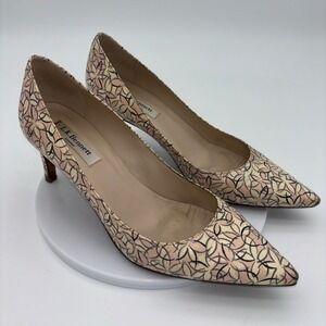 L.K.‎ BENNETT Pump Heels Flower Floral Cream Pink Shoe Pointed Toe EU 38 US 8